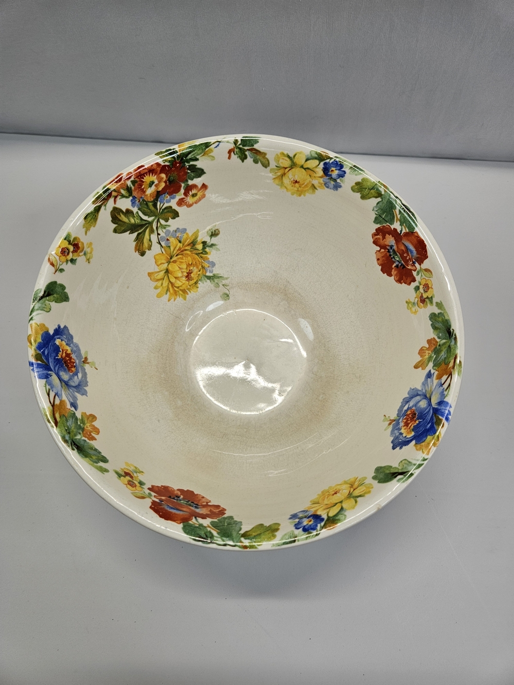 Vtg Harker Pottery Hotoven American Poppy Floral Mixing Bowl Serving Dish Good